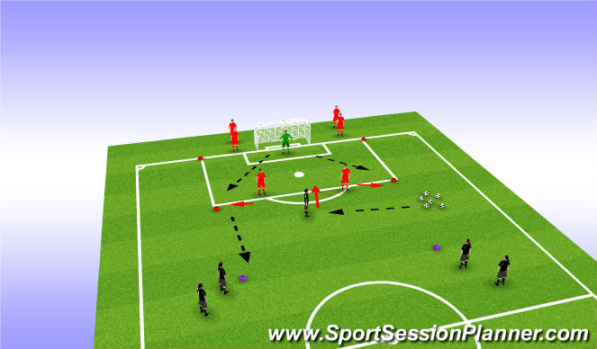 Football/Soccer Session Plan Drill (Colour): Skill Game 1v0 and 3v2
