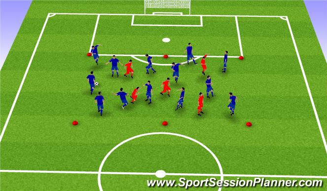 Football/Soccer Session Plan Drill (Colour): Warm-up 1 touch posession