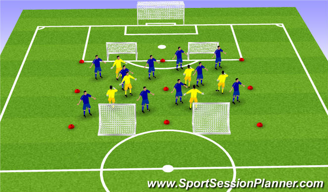 Football/Soccer Session Plan Drill (Colour): 5v3 possession/ counter
