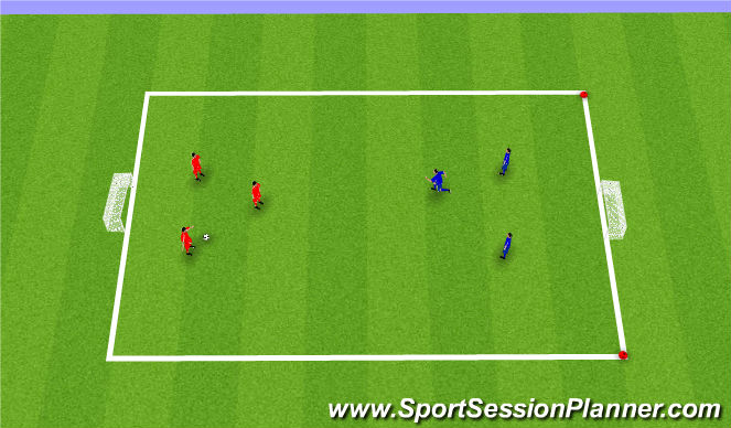 Football/Soccer Session Plan Drill (Colour): SSG - 3 v 3 and 2 v 2