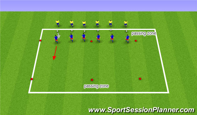 Football/Soccer Session Plan Drill (Colour): Warm-up: Defensive Technique