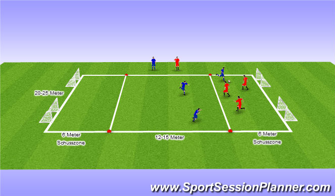 Football/Soccer Session Plan Drill (Colour): 3 gegen 3 Funinio-