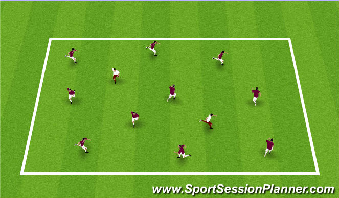 Football/Soccer Session Plan Drill (Colour): Warm-Up - Freeze Tag