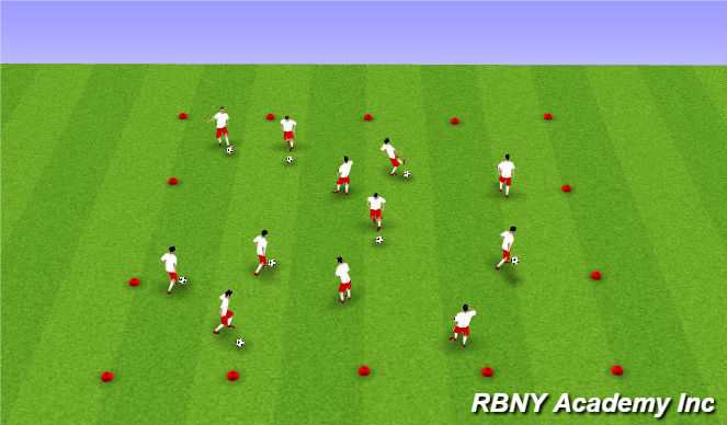 Football/Soccer Session Plan Drill (Colour): Warm Up - Changes of Direction