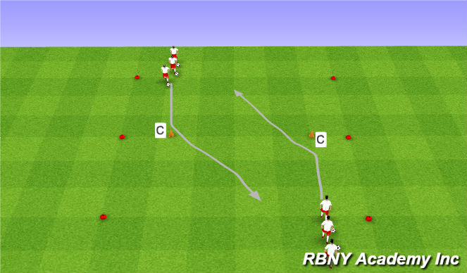 Football/Soccer Session Plan Drill (Colour): Main Theme - Change of Direction - Unopposed