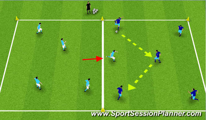 Football/Soccer Session Plan Drill (Colour): 2 Grid Possession Game