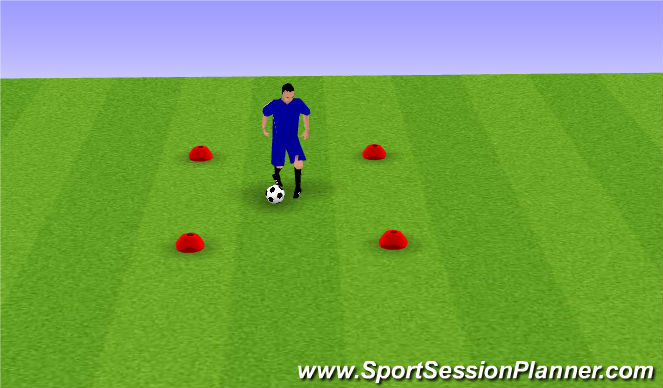 Football/Soccer Session Plan Drill (Colour): 4 Cone Ball Mastery