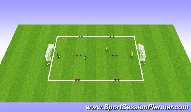 Football/Soccer Session Plan Drill (Colour): 2 vs. 2 GK Game