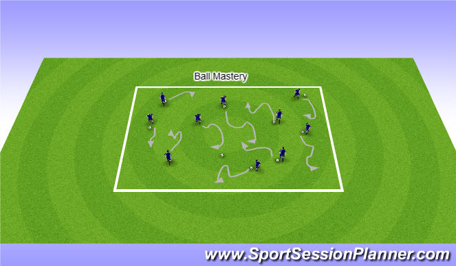 Football/Soccer Session Plan Drill (Colour): Ball Mastery