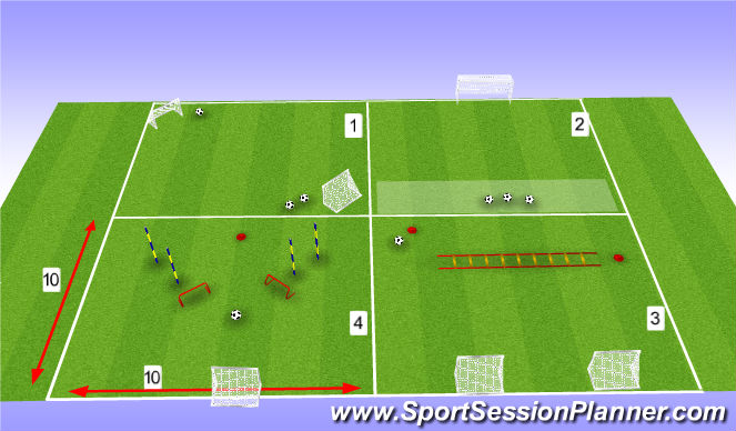 Football/Soccer Session Plan Drill (Colour): Circuit set up