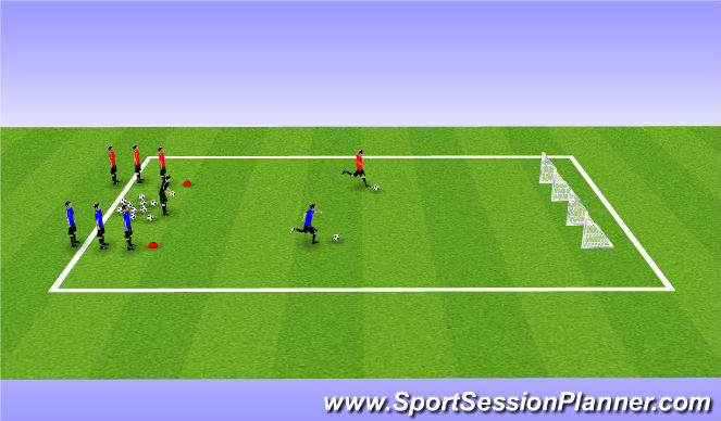Football/Soccer Session Plan Drill (Colour): 1v1 Shooting