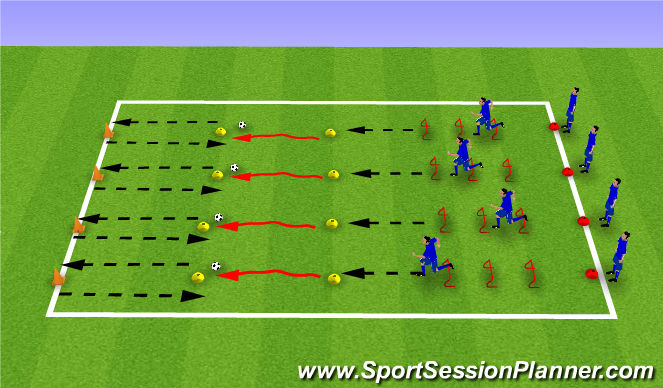Football/Soccer Session Plan Drill (Colour): Obstacle Course - Olympic Relay