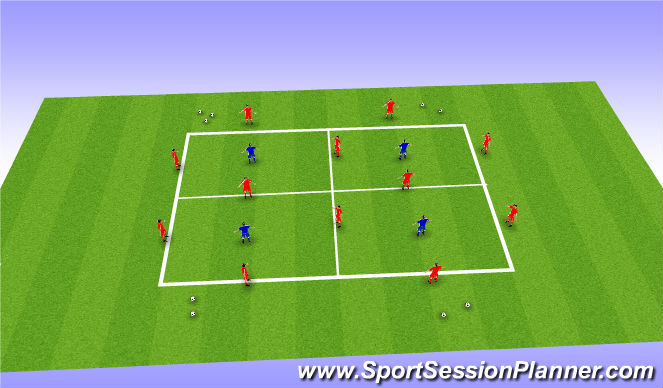 Football/Soccer Session Plan Drill (Colour): 4 Square Rondo