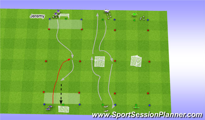 Football/Soccer Session Plan Drill (Colour): Dribbling/Moves 1v1