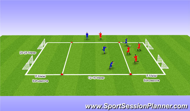 Football/Soccer Session Plan Drill (Colour): 3 gegen 3 Funinio-