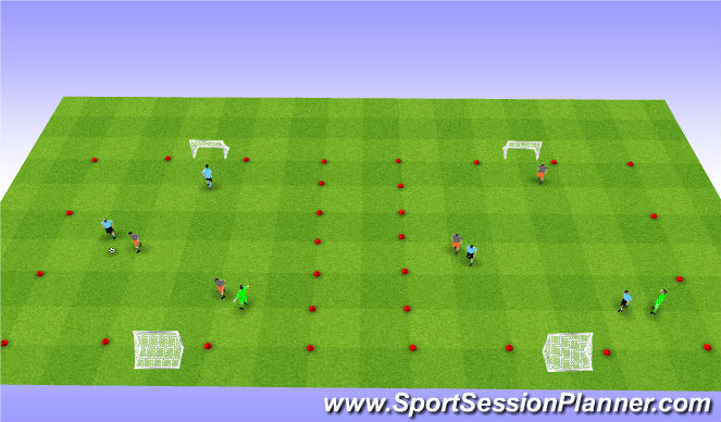 Football/Soccer Session Plan Drill (Colour): 2v2+1