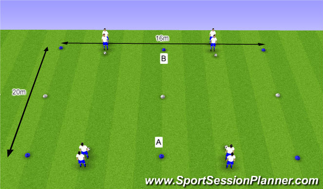 Football/Soccer Session Plan Drill (Colour): O10 - W38 (1) - H4 Halve draaien