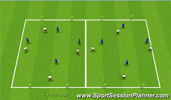 Football/Soccer Session Plan Drill (Colour): 4v4/3v3