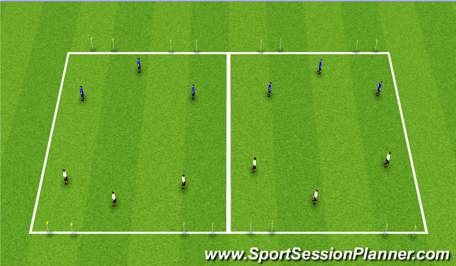 Football/Soccer Session Plan Drill (Colour): 3v3 to 4 Gates