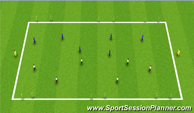 Football/Soccer Session Plan Drill (Colour): 6v6+2 to 6 Gates