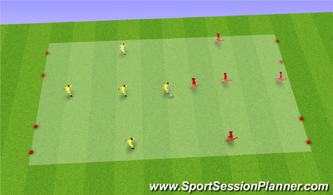 Football/Soccer Session Plan Drill (Colour): 5v5 (4 Gates Dribble thru)