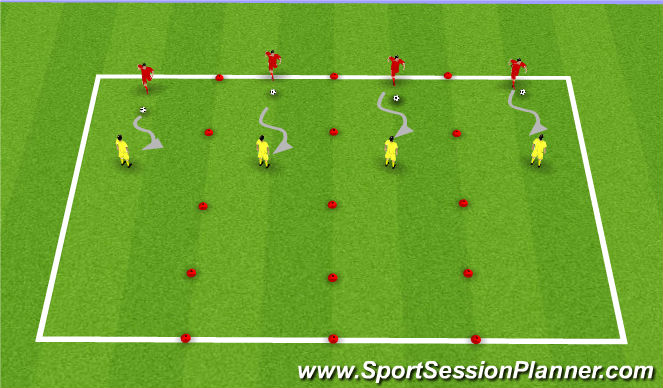 Football/Soccer Session Plan Drill (Colour): Technical - Shadow Play defending