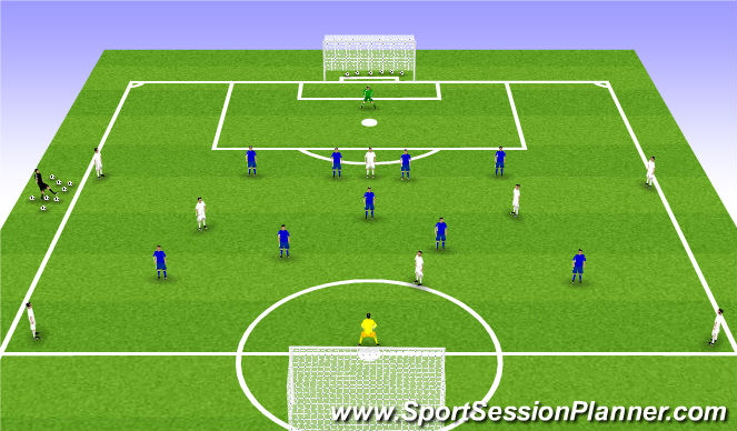 Football/Soccer Session Plan Drill (Colour): 10 vs 9