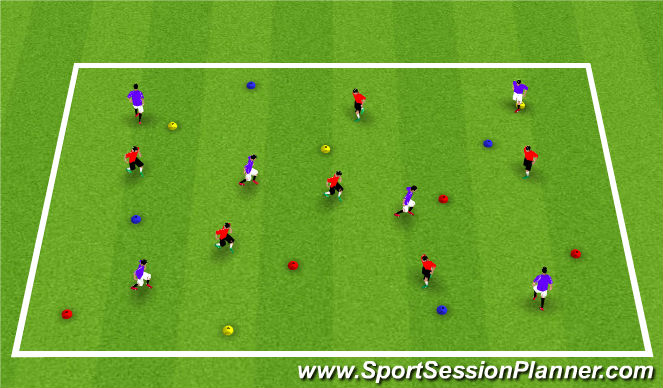 Football/Soccer Session Plan Drill (Colour): Warm Up Game