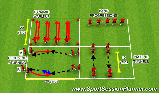 Football/Soccer Session Plan Drill (Colour): Warm-Up