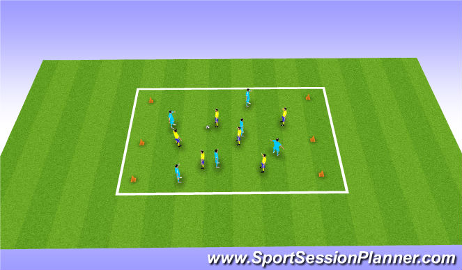 Football/Soccer Session Plan Drill (Colour): Cone game