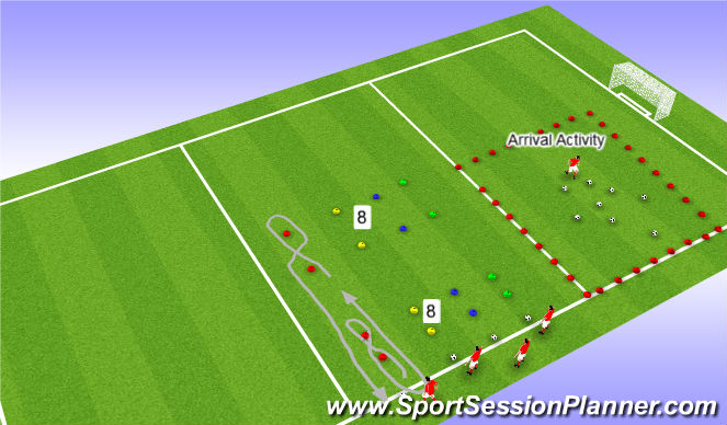Football/Soccer Session Plan Drill (Colour): Slaloom 8 (Ana)