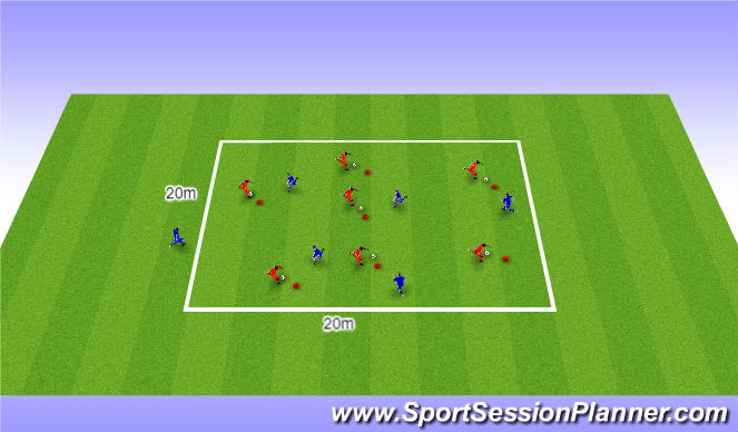 Football/Soccer Session Plan Drill (Colour): General Movement (Warmup)