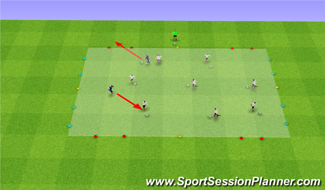 Football/Soccer Session Plan Drill (Colour): Sharks and minos