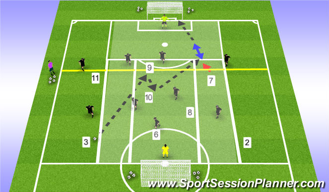 Football/Soccer Session Plan Drill (Colour): Player & Ball rotation - Whole 1