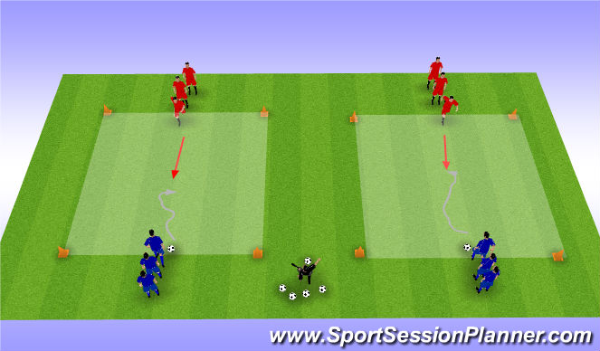 Football/Soccer Session Plan Drill (Colour): 1 gegen 1