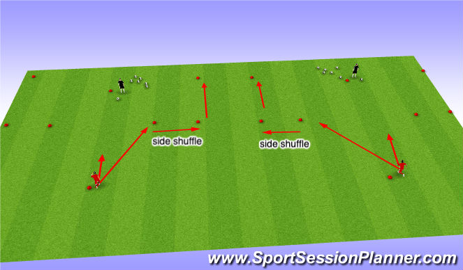 Football/Soccer Session Plan Drill (Colour): sie shuffle to sprint on stimulus