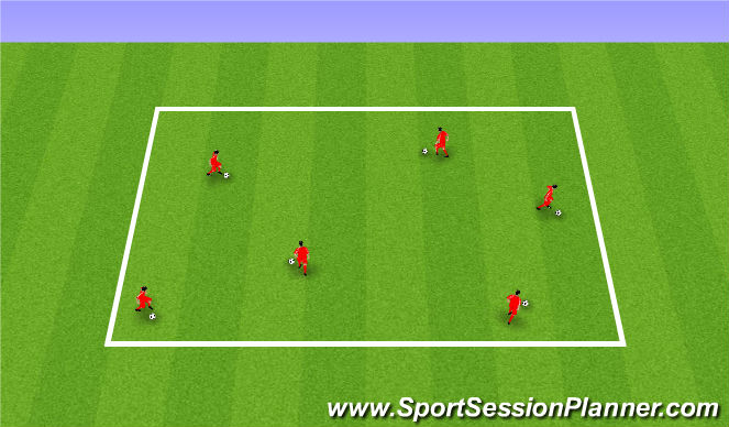 Football/Soccer Session Plan Drill (Colour): Dribbling (5min)