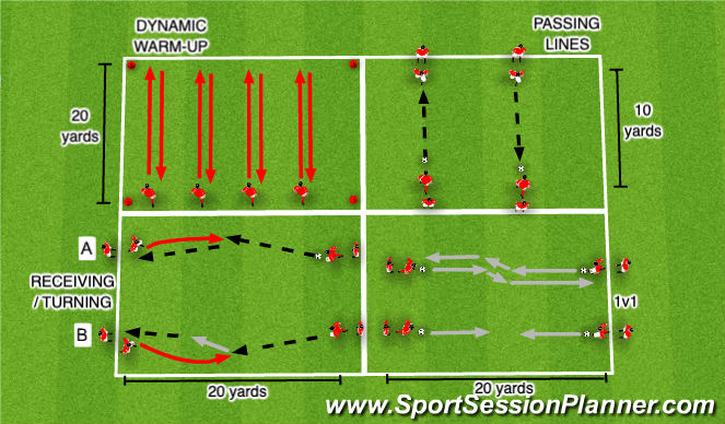 Football/Soccer Session Plan Drill (Colour): Warm-Up