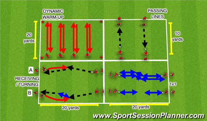 Football/Soccer Session Plan Drill (Colour): Warm-Up