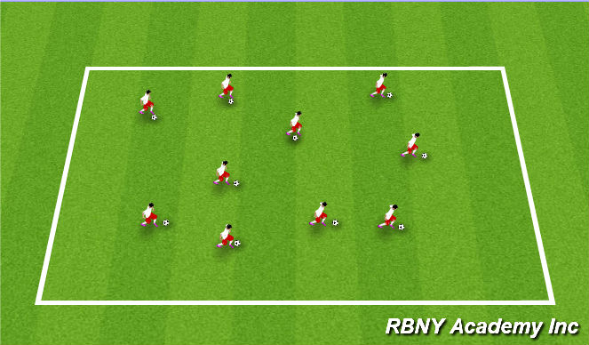 Football/Soccer Session Plan Drill (Colour): Dribble Warm-up