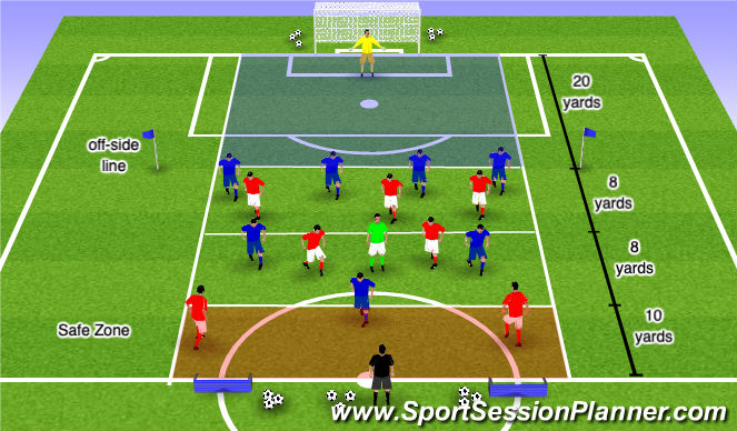 Football/Soccer Session Plan Drill (Colour): 4 Zone Game - Whole 1