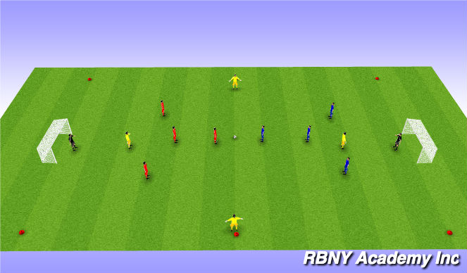 Football/Soccer Session Plan Drill (Colour): 9v4 Possession Game w/ Neutrals