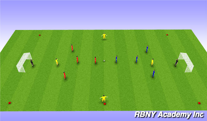 Football/Soccer Session Plan Drill (Colour): 9v4 Possession Game w/ Neutrals