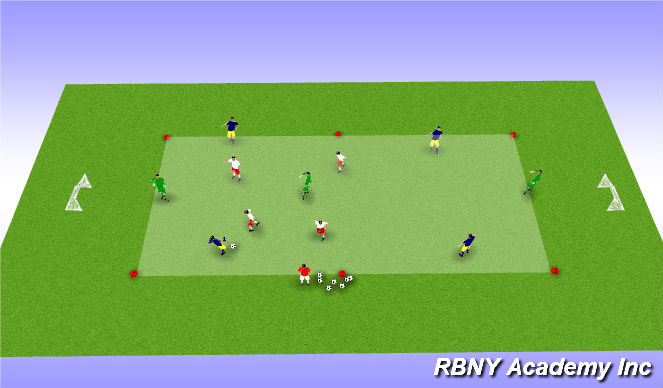 Football/Soccer Session Plan Drill (Colour): Main Activity - 4v4+3