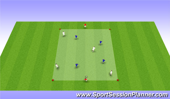 Football/Soccer Session Plan Drill (Colour): 4 vs 4 + 2 Possession