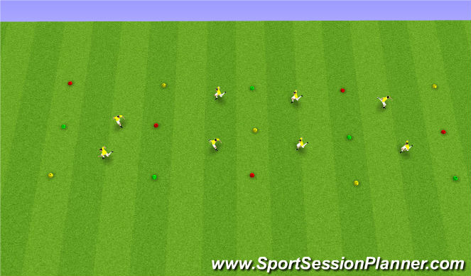 Football/Soccer Session Plan Drill (Colour): Space Awareness Warm-Up