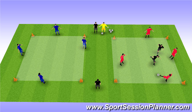 Football/Soccer Session Plan Drill (Colour): Doppeltes 4 gegen 2