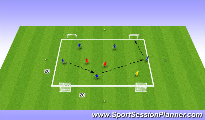 Football/Soccer Session Plan Drill (Colour): 5v2 Possession - Dispersal