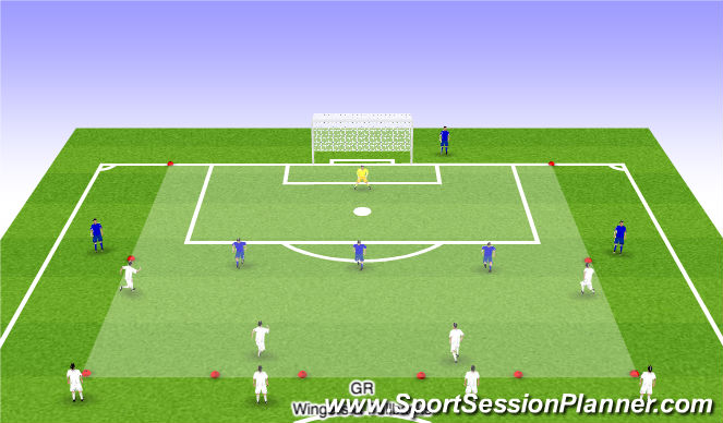 Football/Soccer Session Plan Drill (Colour): 4 vs 3+1
