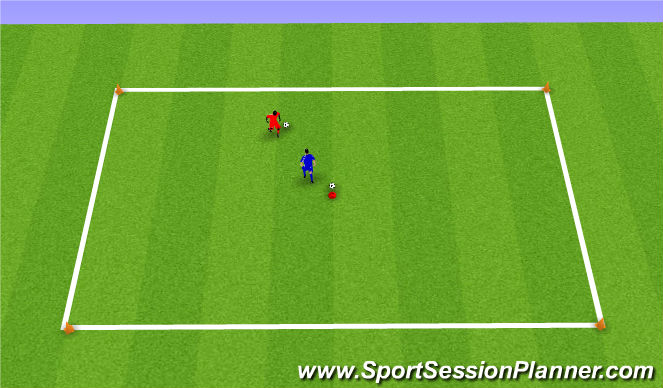 Football/Soccer Session Plan Drill (Colour): 1v1 to a cone/ball goal